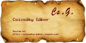 Csicsáky Gábor névjegykártya